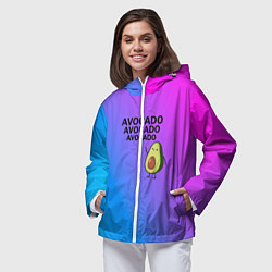 Ветровка с капюшоном женская Авокадо, цвет: 3D-белый — фото 2