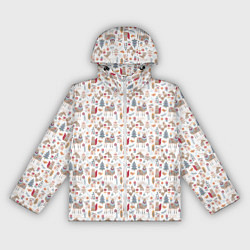 Ветровка с капюшоном женская Новогодний лес, цвет: 3D-белый