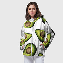 Ветровка с капюшоном женская Авокадо, цвет: 3D-белый — фото 2