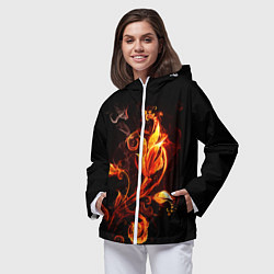 Ветровка с капюшоном женская Огненный цветок, цвет: 3D-белый — фото 2