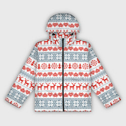 Ветровка с капюшоном женская Новогодний пиксельный узор, цвет: 3D-черный