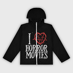 Ветровка с капюшоном женская I Love Horror Movies, цвет: 3D-белый