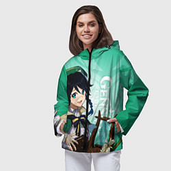 Ветровка с капюшоном женская GENSHIN IMPACT, ВЕНТИ, цвет: 3D-черный — фото 2