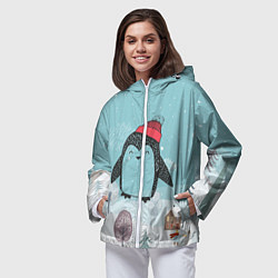 Ветровка с капюшоном женская Милый пингвин, цвет: 3D-белый — фото 2