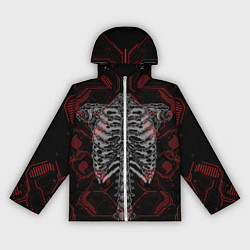 Ветровка с капюшоном женская Цифровой киберскелет, цвет: 3D-белый