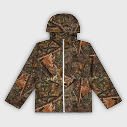 Ветровка с капюшоном женская Охотничий камуфляж, цвет: 3D-белый