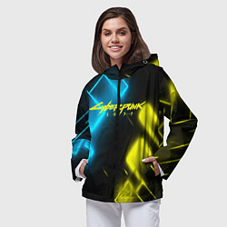 Ветровка с капюшоном женская CYBERPUNK2077 КИБЕРПАНК, цвет: 3D-черный — фото 2