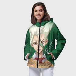 Ветровка с капюшоном женская Доктор Стоун, цвет: 3D-черный — фото 2