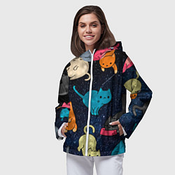 Ветровка с капюшоном женская Космические котики, цвет: 3D-белый — фото 2