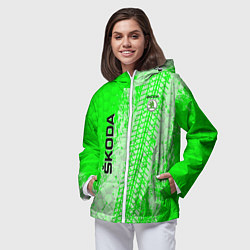 Ветровка с капюшоном женская SKODA, цвет: 3D-белый — фото 2
