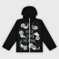 Ветровка с капюшоном женская Коты в Космосе Мечтай, цвет: 3D-белый