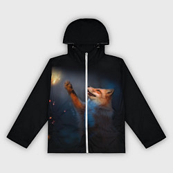 Ветровка с капюшоном женская Лиса и огонек, цвет: 3D-белый