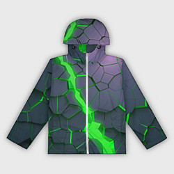 Ветровка с капюшоном женская ЗЕЛЕНЫЙ РАЗЛОМ 3Д РАЗЛОМ, цвет: 3D-белый