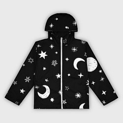 Ветровка с капюшоном женская Звездное небо, цвет: 3D-белый