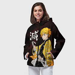 Ветровка с капюшоном женская КЛИНОК РАССЕКАЮЩИЙ ДЕМОНОВ, цвет: 3D-черный — фото 2