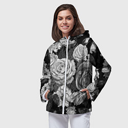 Ветровка с капюшоном женская Розы, цвет: 3D-белый — фото 2