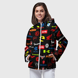 Ветровка с капюшоном женская Motorcycle pattern Мото паттерн Z, цвет: 3D-белый — фото 2