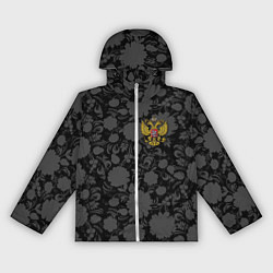 Ветровка с капюшоном женская Герб России Хохлома, цвет: 3D-белый