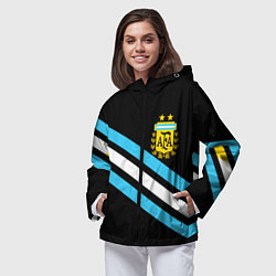 Ветровка с капюшоном женская Сборная Аргентины, цвет: 3D-черный — фото 2