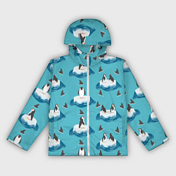 Ветровка с капюшоном женская Пингвины, цвет: 3D-белый