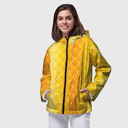 Ветровка с капюшоном женская Желтая чешуя, цвет: 3D-черный — фото 2