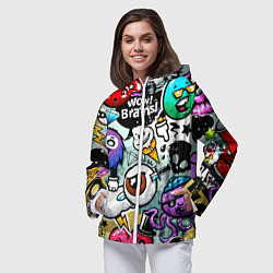 Ветровка с капюшоном женская Граффити, цвет: 3D-белый — фото 2