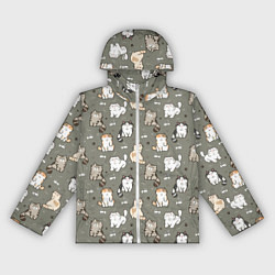Ветровка с капюшоном женская Кошечки с рыбками, цвет: 3D-белый