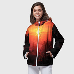 Ветровка с капюшоном женская УТРЕННИЙ РАССВЕТ НАД ОБЛАКАМИ, цвет: 3D-белый — фото 2