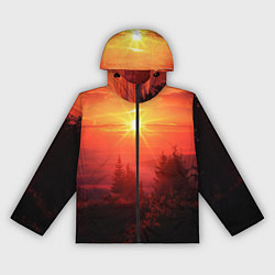 Ветровка с капюшоном женская УТРЕННИЙ РАССВЕТ НАД ОБЛАКАМИ, цвет: 3D-черный
