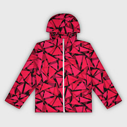 Ветровка с капюшоном женская Красно-черный полигональный, цвет: 3D-белый