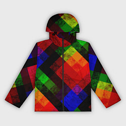 Ветровка с капюшоном женская Яркий геометрический узор, цвет: 3D-черный