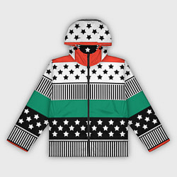 Ветровка с капюшоном женская Полосатый звездный узор, цвет: 3D-черный