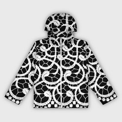 Ветровка с капюшоном женская Черно-белое кружево, цвет: 3D-белый