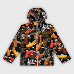 Ветровка с капюшоном женская Карпы кои Японские карпы, цвет: 3D-белый