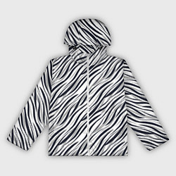 Ветровка с капюшоном женская Черно-белый полосатый тигровый, цвет: 3D-белый