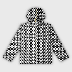 Ветровка с капюшоном женская Цветок Жизни чёрно-белый, цвет: 3D-белый