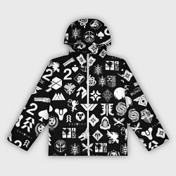 Ветровка с капюшоном женская DESTINY 2 PATTERN GAME LOGO ДЕСТИНИ 2 ПАТТЕРН СИМВ, цвет: 3D-белый
