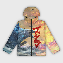 Ветровка с капюшоном женская ГОДЗИЛЛА АТАКУЕТ!, цвет: 3D-черный