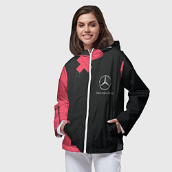 Ветровка с капюшоном женская Мерседес Mersedes, цвет: 3D-белый — фото 2