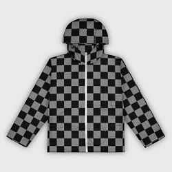 Ветровка с капюшоном женская Шахматные Клетки, цвет: 3D-белый