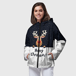 Ветровка с капюшоном женская Новогодний Оленёнок Рудольф, цвет: 3D-черный — фото 2