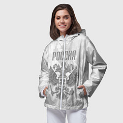 Ветровка с капюшоном женская Герб России, цвет: 3D-белый — фото 2