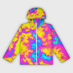 Ветровка с капюшоном женская Яркая абстракция космических красок, цвет: 3D-белый
