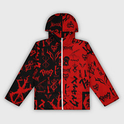 Ветровка с капюшоном женская BERSERK BLACK RED БЕРСЕРК ПАТТЕРН, цвет: 3D-белый