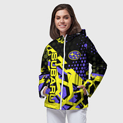 Ветровка с капюшоном женская Subaru Cубару, цвет: 3D-белый — фото 2