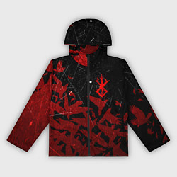 Ветровка с капюшоном женская БЕРСЕРК КЛЕЙМО ЛОГО СТАЯ ВОРОН, RED CROW, цвет: 3D-черный