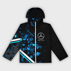 Ветровка с капюшоном женская Mercedes AMG Осколки стекла, цвет: 3D-белый
