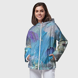 Ветровка с капюшоном женская Оставленная краска, цвет: 3D-белый — фото 2