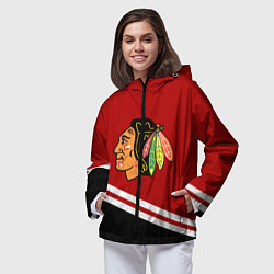 Ветровка с капюшоном женская Chicago Blackhawks, NHL, цвет: 3D-черный — фото 2