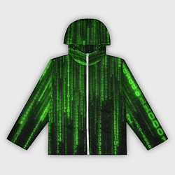 Ветровка с капюшоном женская Матрица двоичный код, цвет: 3D-белый